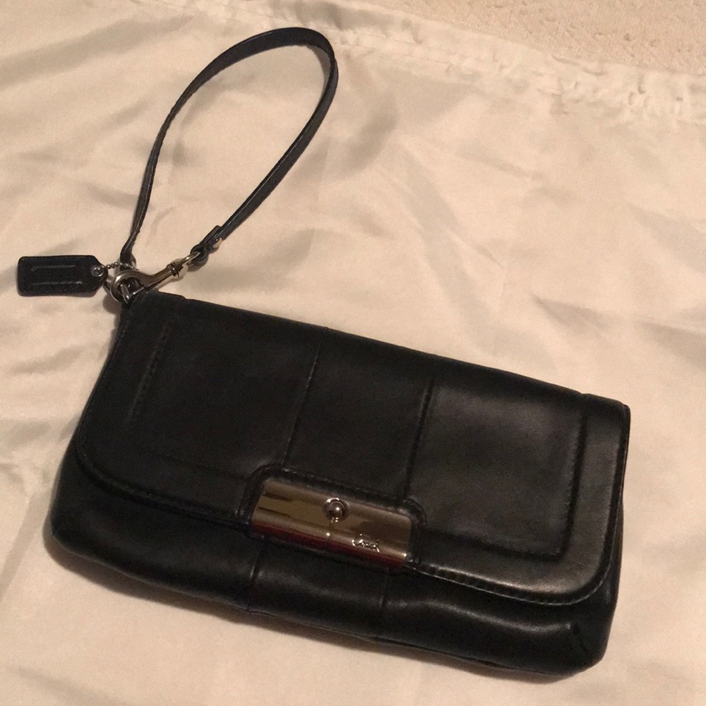 Large Coach leather wristlet